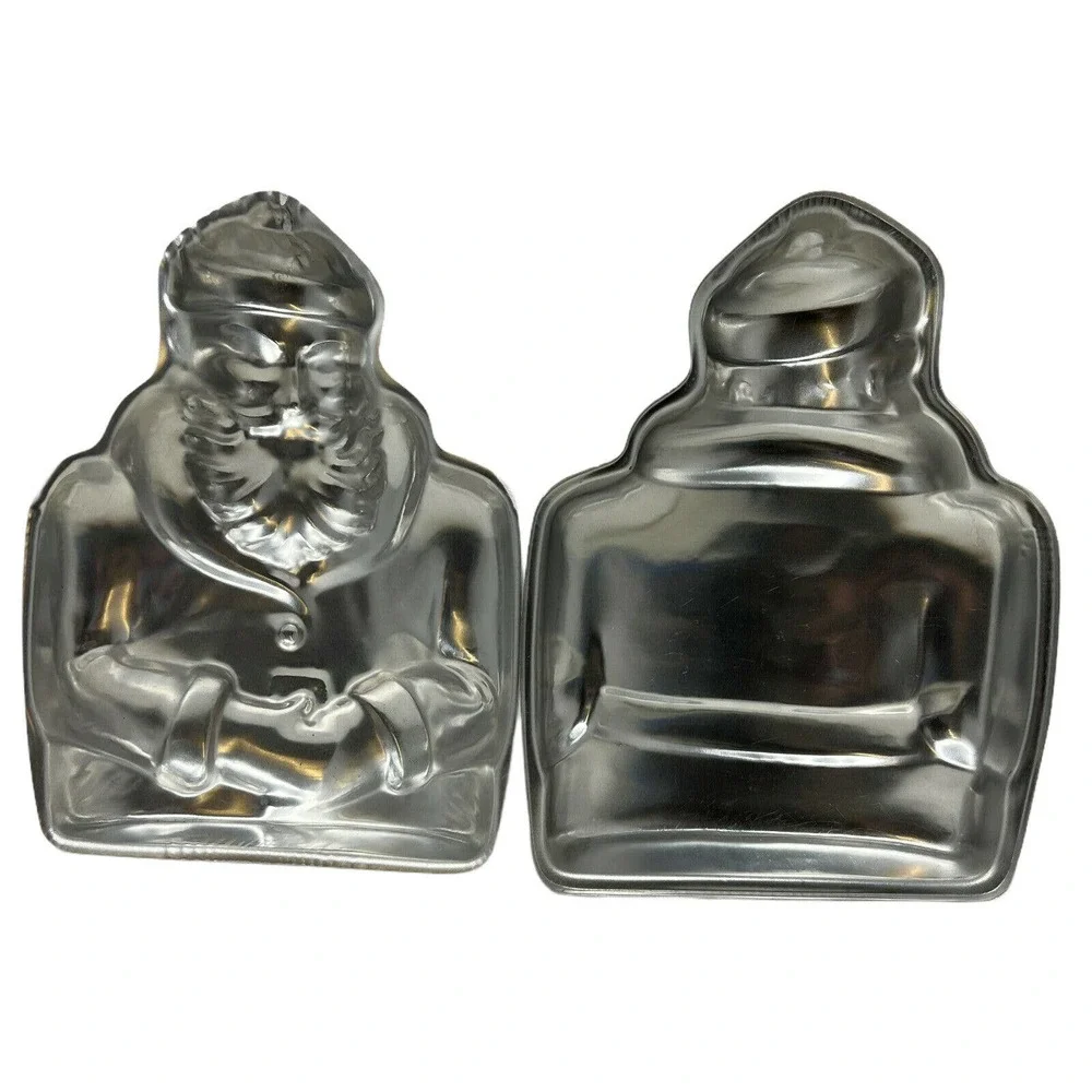 Vintage Santa Claus Cake Pan Jello Mold Double Sided Baking Tin Holiday Xmas‎